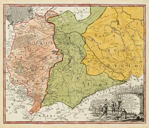 Historische Karte: Burgen-, Ritter- und Klösterkarte Thüringen, Sachsen und Obersachsen 1000-1400. Tab. III - 1732 (Plano): Ducatus Saxoniae ... ... Norib. A 1732, cum Privil. Tab. III.