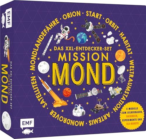 Das XXL-Entdecker-Set – Mission Mond: 5 Modelle zum Selberbauen, Sachbuch, Experimente und Rakete: Erfahre alles über ein Leben auf dem Mond und baue das Raumschiff Orion, einen Mondrover u.v.m von Edition Michael Fischer / EMF Verlag