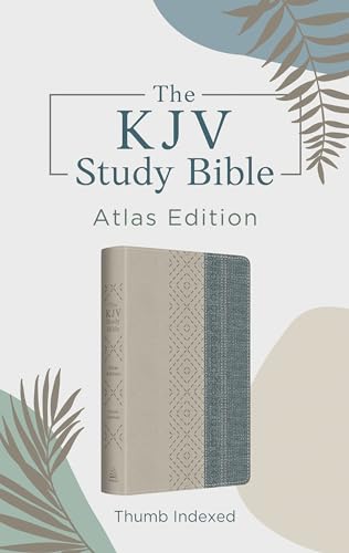 The KJV Study Bible: Atlas Edition, Thumb Indexed, Taupe & Denim Crosshatch, Leather Imitation
