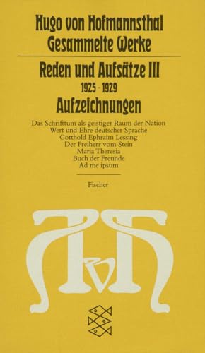 Reden und Aufsätze III: (1925-1929)