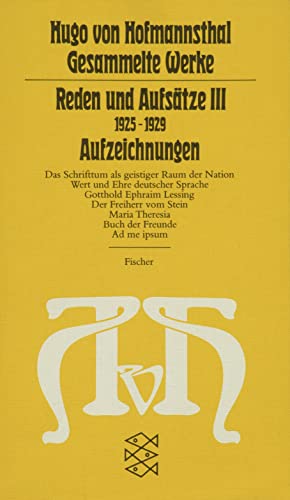 Reden und Aufsätze III: (1925-1929)