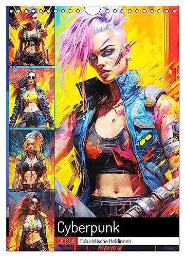 Cyberpunk. Futuristische Heldinnen (Wandkalender 2024 DIN A4 hoch), CALVENDO Monatskalender von CALVENDO