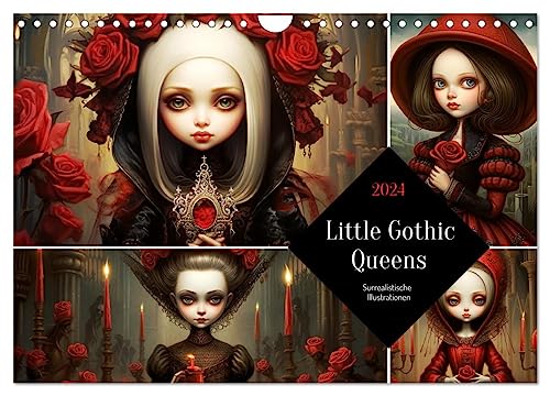 Little Gothic Queens. Surrealistische Illustrationen (Wandkalender 2024 DIN A4 quer), CALVENDO Monatskalender von CALVENDO