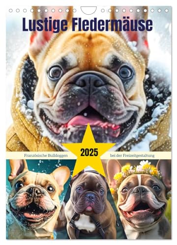 Lustige Fledermäuse. Französische Bulldoggen bei der Freizeitgestaltung (Wandkalender 2025 DIN A4 hoch), CALVENDO Monatskalender