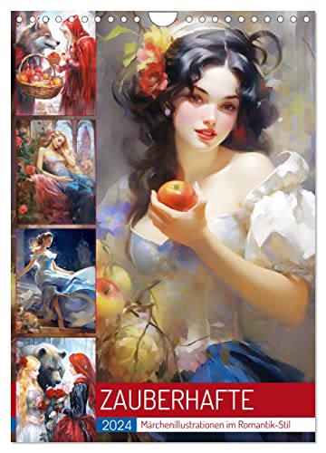 Zauberhafte Märchenillustrationen im Romantik-Stil (Wandkalender 2024 DIN A4 hoch), CALVENDO Monatskalender von CALVENDO
