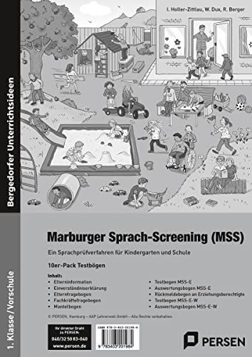 Marburger Sprach-Screening (MSS) - Testbögen-Heft: 10er-Pack Testbögen-Hefte (1. Klasse/Vorschule) von Persen Verlag i.d. AAP