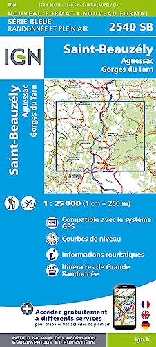 IGN Karte, Carte de randonnée (et plein air) St Beauzely Agues (Série Bleue, Band 2540)