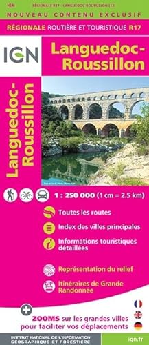 IGN Karte, Nationale Routière (et Touristique) Languedoc - Roussillon: Toutes les routes; Index des villes principales; Informations touristiques détaillées (Routier France régionale, Band 17)
