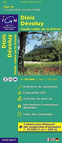 IGN Karte, Tourisme et Randonnée Diois, Dévoluy, Haute vallée de la Drôme: Itinéraires de randonnée, compatible GPS, informations touristiques détaillées, index de communes von IGN Frankreich