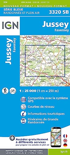 IGN Karte, Carte de randonnée (et plein air) Jussey Faverney (Série Bleue, Band 3320) von Institut Geographique National