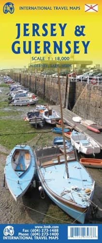 Touristische Karte Jersey & Guernsey: doppelseitig Jersey 18T. Guernsey 18T. mit Plan Alderney, Sark, Herm 1:18000 von ITM