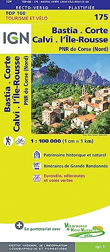 Bastia.Corte.Calvi.Île Rousse 1:100 000: IGN Cartes Top 100 - Straßenkarte