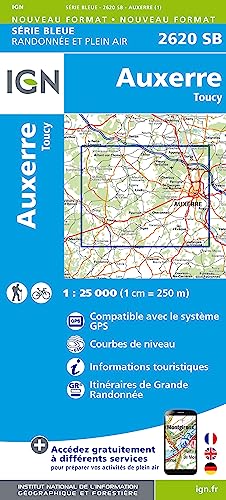 IGN Karte, Carte de randonnée (et plein air) Auxerre Toucy (Série Bleue, Band 2620)