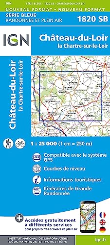 IGN Karte, Carte de randonnée (et plein air) Chateau du Loir (Série Bleue, Band 1820) von Institut Geographique National