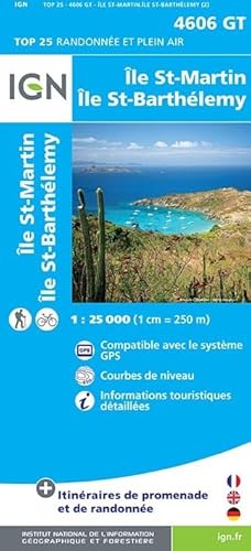 IGN Karte, Carte de randonnée (et plein air) Île Saint-Martin - Île Saint-Barthélemy: Courbes de niveau, informations touristiques detaillées. ... GPS. Compatible avec le système GPS (TOP 25)