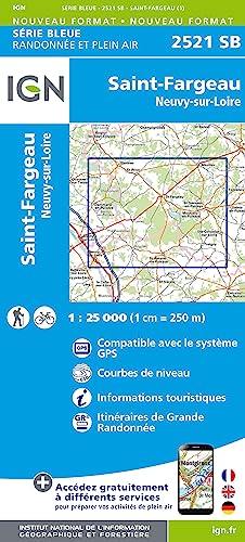 IGN Karte, Carte de randonnée (et plein air) St Fargeau Neuvy (Série Bleue, Band 2521) von Institut Geographique National