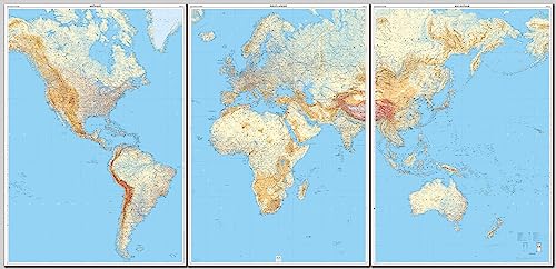 IGN Weltkarte physisch Le monde (3 Blätter) plastikfoliert