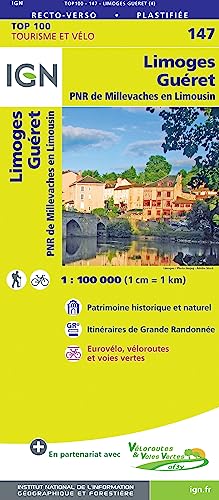 Limoges Guéret 1:100 000: IGN Cartes Top 100 - Straßenkarte