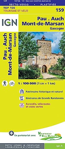 Pau.Auch.Mont-de-Marsan 1:100 000: IGN Cartes Top 100 - Straßenkarte von IGN Frankreich