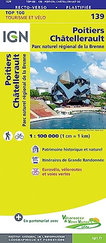 SK 139 Poitiers Châtellerault: IGN Cartes Top 100 - Straßenkarte von IGN Frankreich