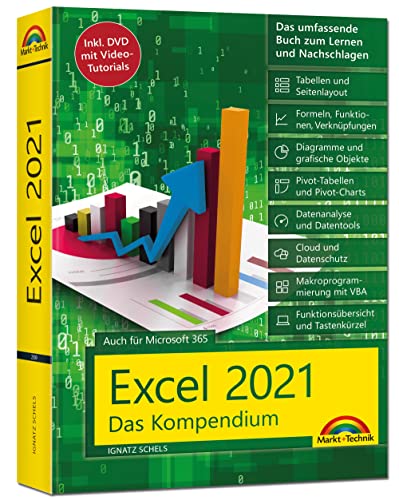 Excel 2021- Das umfassende Excel Kompendium. Komplett in Farbe. Grundlagen, Praxis, Formeln, VBA, Diagramme für alle Excel Anwender -: Auch für Microsoft 365 geeignet von Markt + Technik Verlag