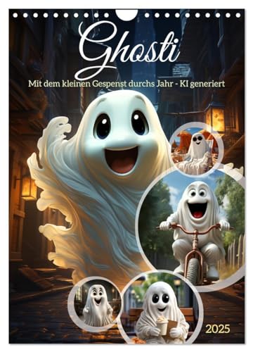 Ghosti (Wandkalender 2025 DIN A4 hoch), CALVENDO Monatskalender: Das fröhliche kleine Gespenst verzaubert jeden Tag aufs Neue - KI generiert (CALVENDO Spass) von CALVENDO