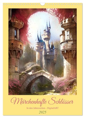 Märchenhafte Schlösser - In den Jahreszeiten - Digitalart (Wandkalender 2025 DIN A3 hoch), CALVENDO Monatskalender von CALVENDO