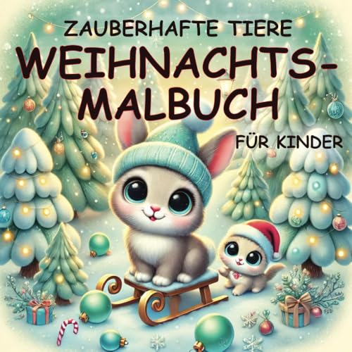 Zauberhafte Tiere WEIHNACHTS-MALBUCH für Kinder: Über 50 Bilder von niedlichen Tieren – zum Ausmalen und Träumen in der zauberhaften Weihnachtszeit! Für Kinder von 3 bis 10 Jahren von Independently published