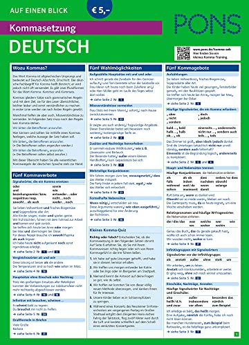 PONS Kommasetzung auf einen Blick Deutsch - Alle Komma-Regeln zum Nachschlagen!: PONS Kommasetzung - Deutsch auf einen Blick (PONS Auf einen Blick)