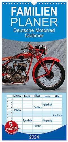 Familienplaner 2024 - Deutsche Motorrad Oldtimer mit 5 Spalten (Wandkalender, 21 cm x 45 cm) CALVENDO