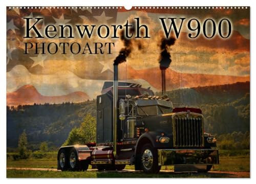 Kenworth W900 PHOTOART (Wandkalender 2025 DIN A2 quer), CALVENDO Monatskalender: Oldie ¿ Giganten der Highways ganz kreativ von CALVENDO