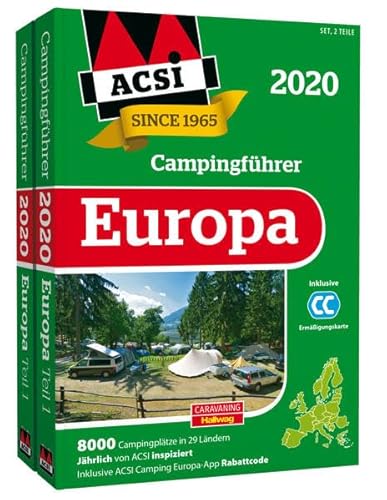 ACSI Internationaler Campingführer Europa 2020: in 2 Bänden inkl. Ermässigungskarte und ACSI Camping Europa-App Rabattcode. (Hallwag Promobil)