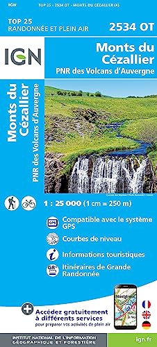 IGN Karte, Carte de randonnée (et plein air) Monts du Cézallier.PNR des Volcans d'Auvergne (TOP 25) von IGN Frankreich