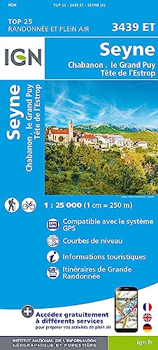 IGN Karte, Carte de randonnée (et plein air) Seyne.Chabanon.Grand Puy.tête de l'Estrop (TOP 25) von IGN Frankreich