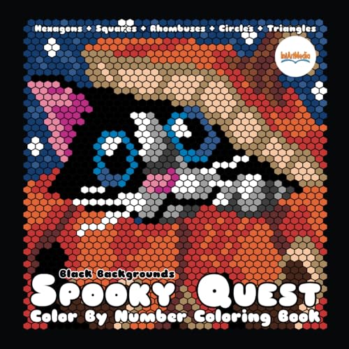 Spooky Quest Color By Number Coloring Book (Black Backgrounds): Halloween color by number quest activity book