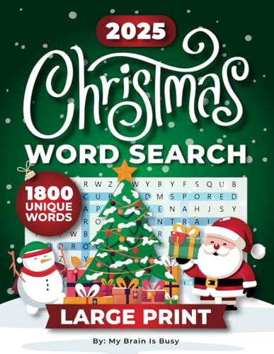 CHRISTMAS Word Search Puzzle Book for Adults: Large Print Puzzles with 1800 Unuqie Words about Winter Holidays von Independently published