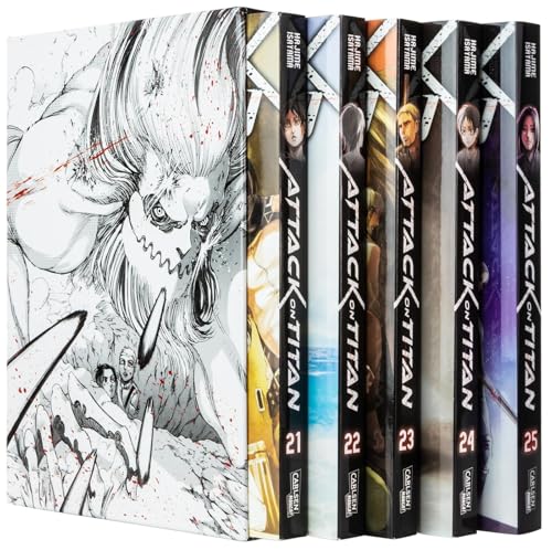 Attack on Titan, Bände 21-25 im Sammelschuber mit Extra: Fantasy-Action-Manga ab 16 Jahren über den Kampf gegen menschenfressende Titanen von CARLSEN MANGA