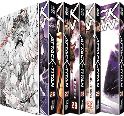 Attack on Titan, Bände 26-30 im Sammelschuber mit Extra: Fantasy-Action-Manga ab 16 Jahren über den Kampf gegen menschenfressende Titanen