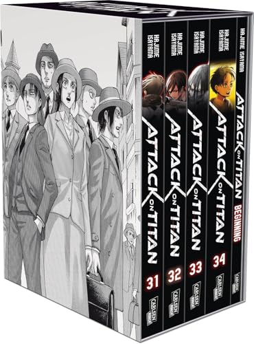 Attack on Titan, Bände 31-34 im Sammelschuber mit Extra: Fantasy-Action-Manga ab 16 Jahren über den Kampf gegen menschenfressende Titanen von Carlsen / Carlsen Manga