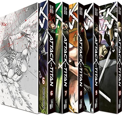 Attack on Titan, Bände 6-10 im Sammelschuber mit Extra: Fantasy-Action-Manga ab 16 Jahren über den Kampf gegen menschenfressende Titanen
