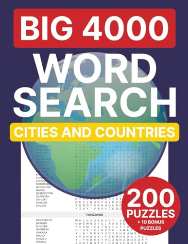 Big 4000 Word Search - Cities And Countries: 200 Word Find Puzzles For Relaxing Fun While Learning About The World And Keeping Your Mind Active von Independently published