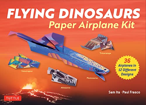 Flying Dinosaurs Paper Airplane Kit: 24 Paper Airplanes in 12 Original Designs!