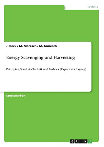 Energy Scavenging und Harvesting: Prinzipien, Stand der Technik und Ausblick (Expertenbefragung) von Books on Demand