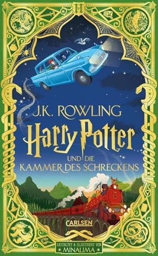 Die Kammer des Schreckens: farbig illustrierte Prachtausgabe mit Goldprägung von MinaLima + 1 original Harry Potter Button