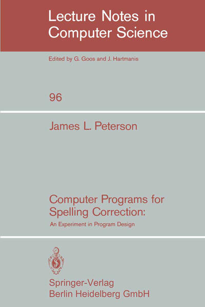 Computer Programs for Spelling Correction von Springer Berlin Heidelberg