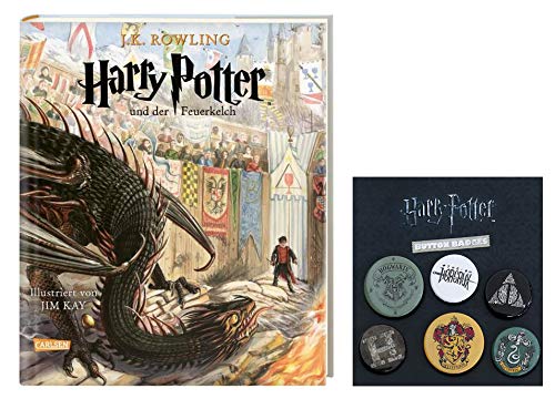 SCHMUCKAUSGABE: Harry Potter und der Feuerkelch - Band 4 (vierfarbig illustrierte Schmuckausgabe) + 1. Original Harry Potter Button