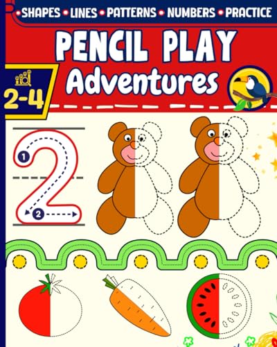 PENCIL PLAY Adventures, Ages 2 and Up: Toddler Pre-Writing Skills Activity Book: Line Tracing, Shapes, Numbers, Coloring, and More! von Independently published