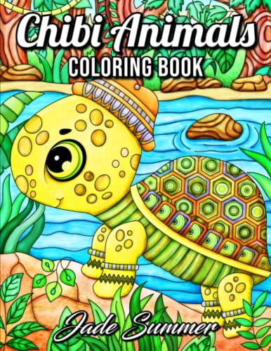 Chibi Animals: An Adult Coloring Book with Adorable Cartoon Animals, Cute Nature Scenes, and Relaxing Patterns for Animal Lovers (Cute Animal Coloring Books)