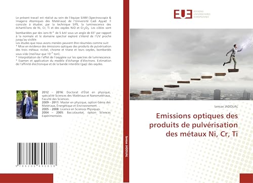 Emissions optiques des produits de pulvérisation des métaux Ni, Cr, Ti von Éditions universitaires européennes