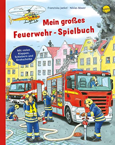 Mein großes Feuerwehr-Spielbuch: Pappbilderbuch mit Drehscheiben, Klappen und Schiebern ab 2 Jahren